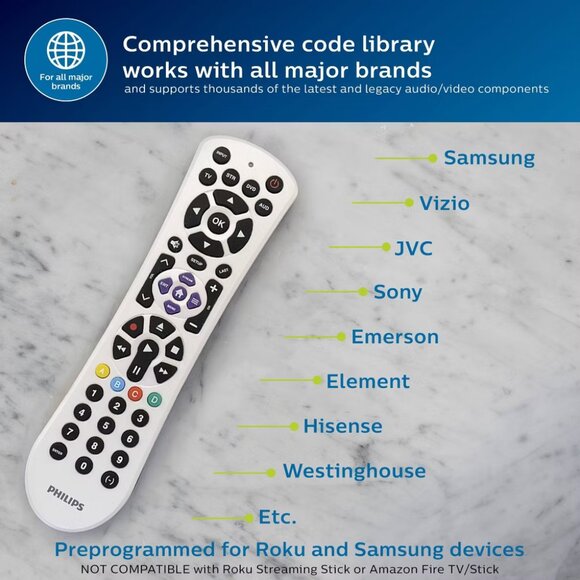 Philips 4-Device Universal Remote Control Pearl White - Picture 6 of 8